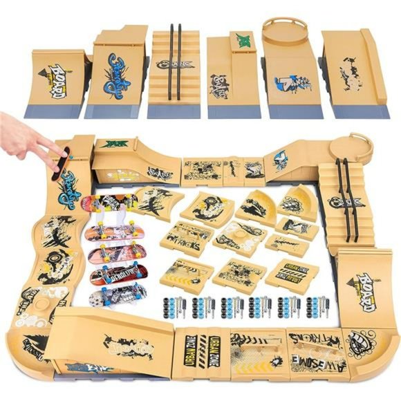 in Fingerboard Skatepark Deck w/ 11 Buffer Plate, Fingerboard